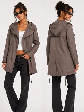 RUDSAK Taupe Brown Leather Long Moto Jacket